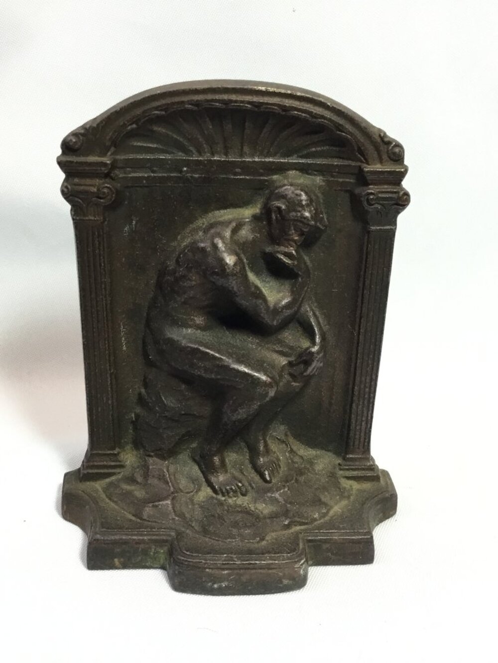 Vintage Single Bookend Bronz Met Thinking Man Heavy Marked